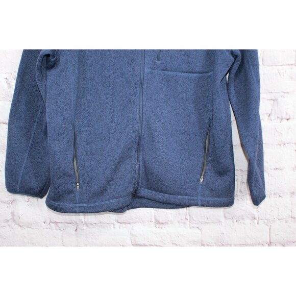LL Bean Sweater Fleece Full Zip Jacket Smooth Rugged Bright Navy Size L - Picture 3 of 10